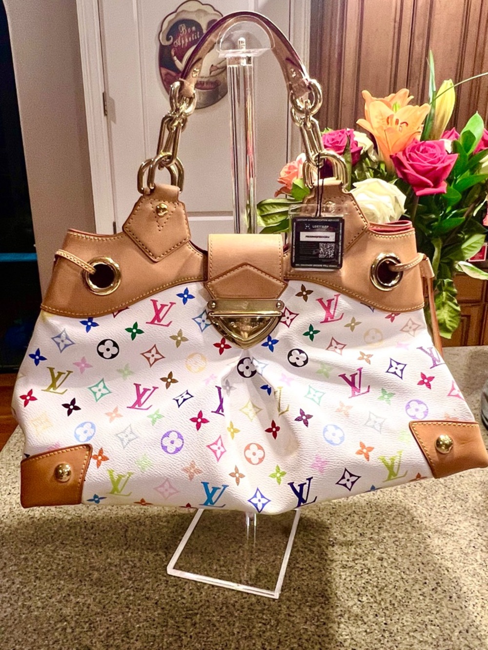 Pre-loved Limited Edition Louis Vuitton Ursula White Multicolor Monogram